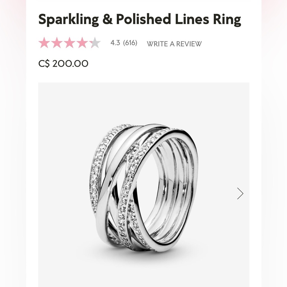 Pandora Silver Sparkling & Polished Lines Ring